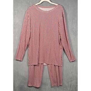 Forever French Women's Soft Bamboo Red White Check Pajama Set Size Medium